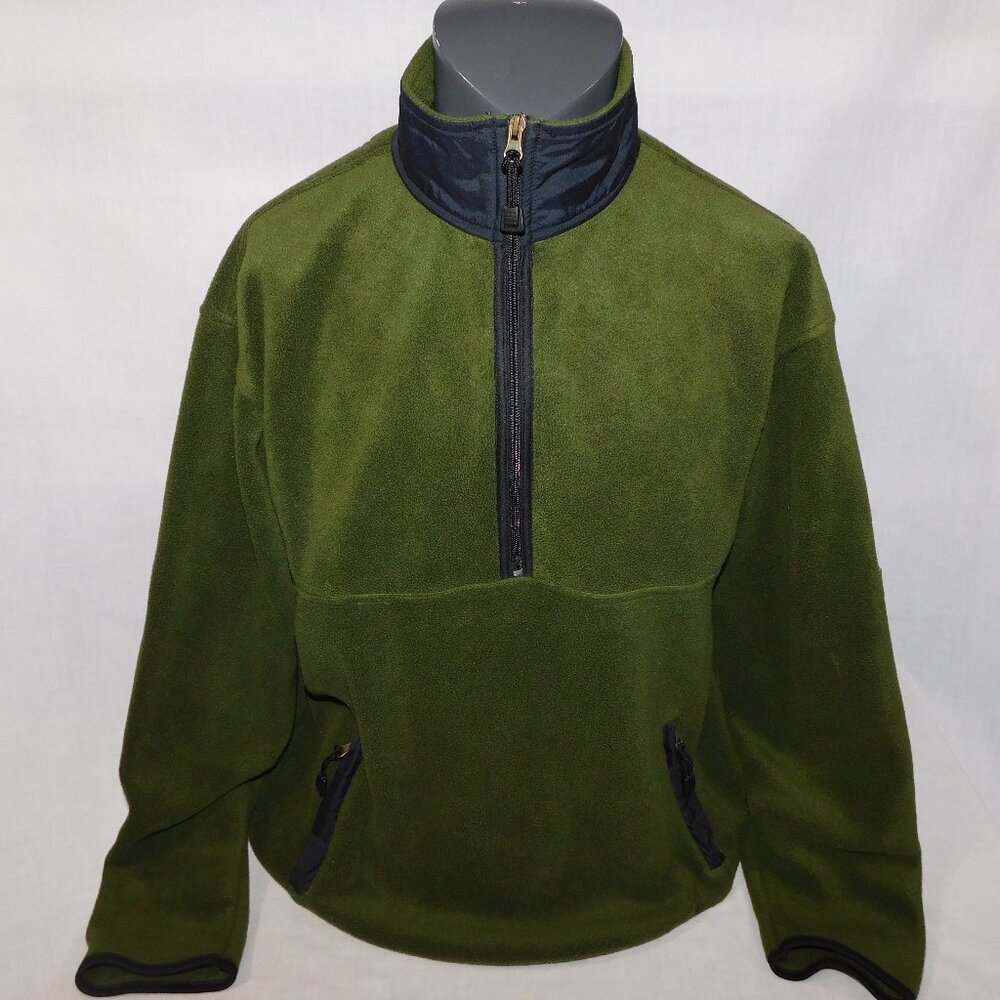 VTG 90s Nevada Jeanswear Green 1/4 Zip Fleece Pullover Sweater Jacket Mens L
